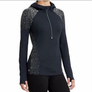 Athleta Women’s Navy with White Polka Dots Running Wild Half Zip Hoodie 2.0 Sz-S